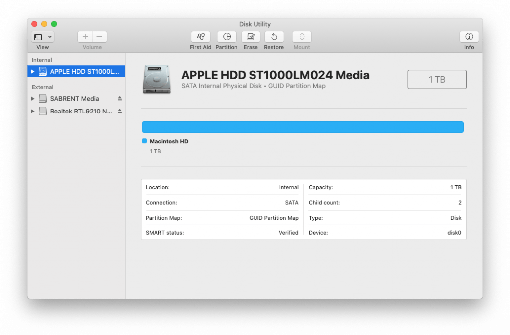 Apple Disk Utility macOS Catalina