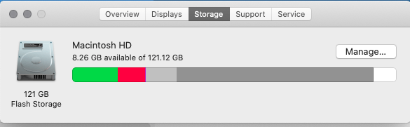 MacBook Air 121 GB Storage almost full