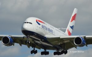 British Airways A380 landing LHR