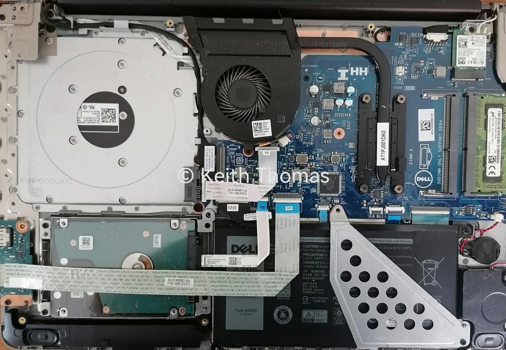 Dell Inspiron laptop SSD upgrade -inside