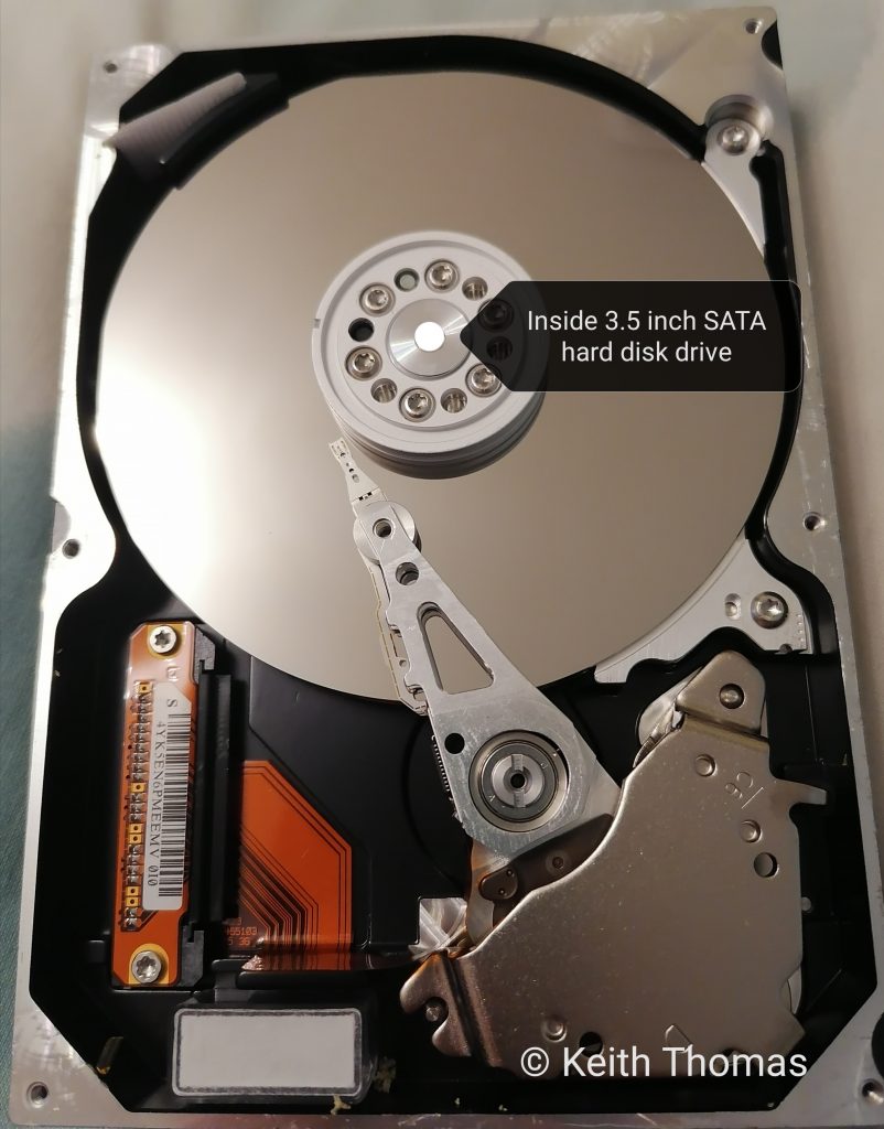 Inside 3.5-inch SATA hard disk drive