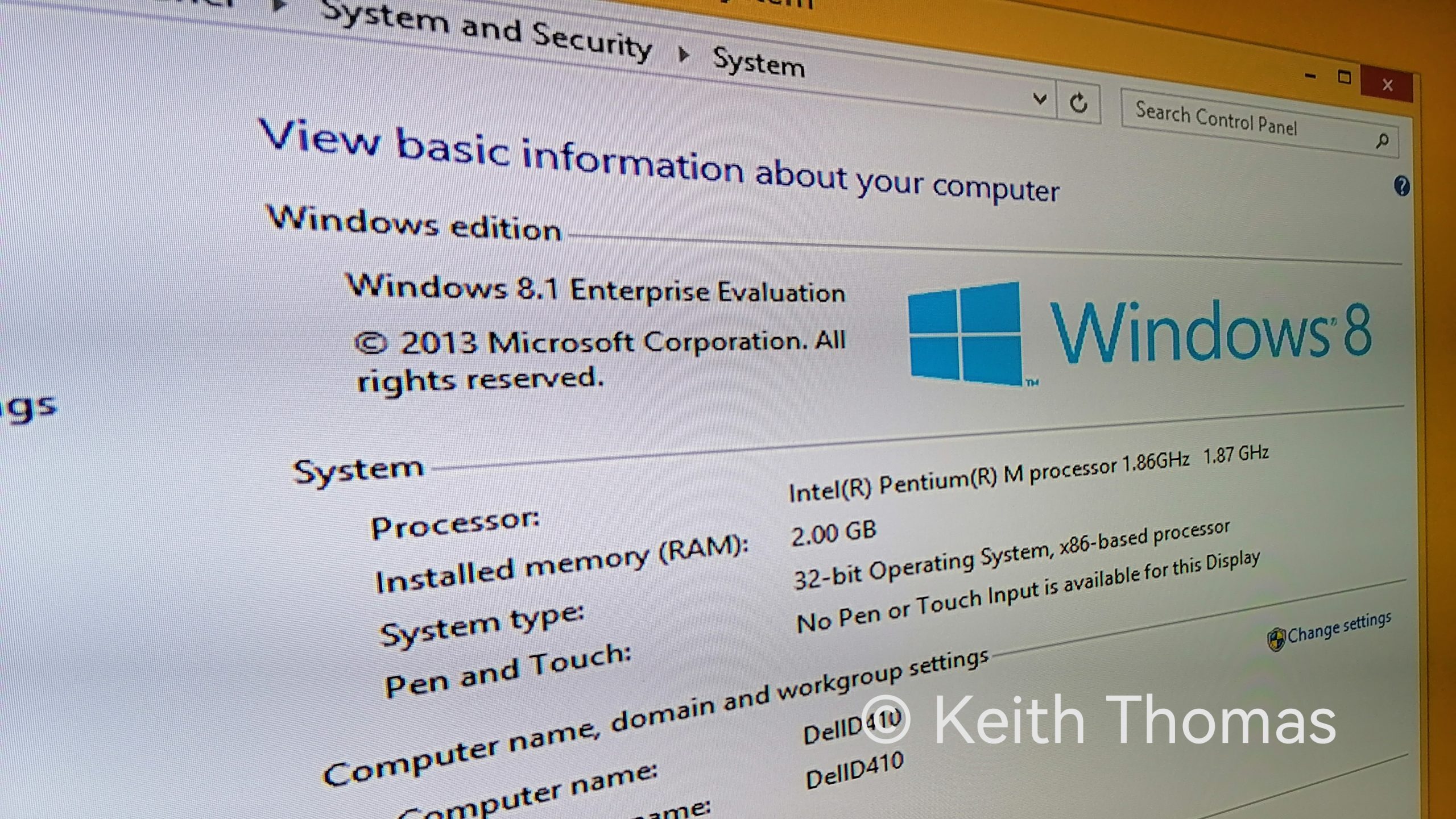 Microsoft Windows 8 on Dell laptop